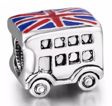 New handmade 925 sterling silver BUS Enamel charm bead European bracelet free shipping