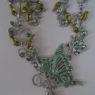 New fashion light green color butterfly flower necklace earrings set free shipping