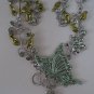 New fashion light green color butterfly flower necklace earrings set free shipping