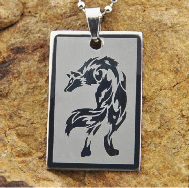 new Stainless Steel full body Wolf charm Dog tag pendant necklace free shipping