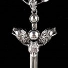 new Antique 316L Stainless Steel three Wolf head charm pendant necklace free shipping