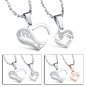 Fashion 316L Stainless steel couple Puzzle Heart love for him and her necklace FREE shipping