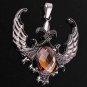 316L Stainless Steel Amber color Crystal Wing Pendant free shipping