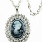 Vintage style Cameo Crystal Pendant long Necklace
