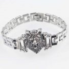 Stainless steel WOLF charm Unisex Silver Bracelet