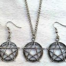 New Magic Wicca Pentacle charm Pendant Necklace Earrings set