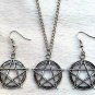 New Magic Wicca Pentacle charm Pendant Necklace Earrings set