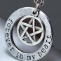 New Wicca Pentacle Forever in my heart silver Unisex Pendant Necklace