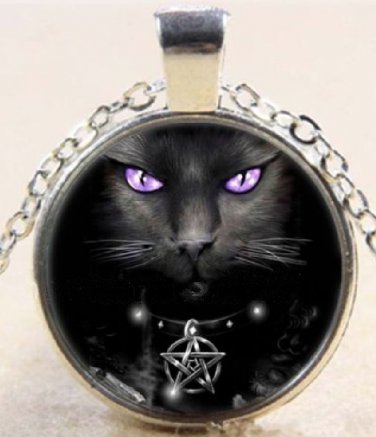 Adorable Unique Wicca Black Cat charm Stereoscopic Unisex silver color Pendant Necklace