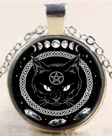 Awesome Unique New Wicca Black Cat charm Stereoscopic Unisex silver color Pendant Necklace