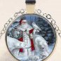 New Pretty Christmas Santa Owl Stereoscopic charm Unisex silver color  Chain Pendant Necklace