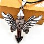 Adorable Magic Stainless steel Pagan Angel Wing Crystal Cross Pendant Necklace