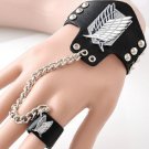 Attack on Titan Wings Punk Leather wrist bracelet with finger ring