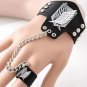 Attack on Titan Wings Punk Leather wrist bracelet with finger ring