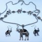 Matching Elephant Black Pendant Necklace Bracelet Earring Set