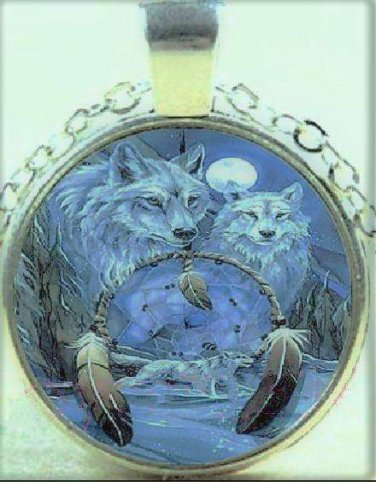 Native American Wolf Stereoscopic charm Unisex Pendant Silver color Necklace