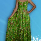 013 Boho Smock Floral Print Maxi Sundress Green 013 Boho Smock Floral Print Maxi Sundress Green