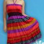 221 Boho Halter Smock Stripe Print Sundress Skirt