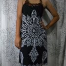 390 Black Halter Neck Polyester Paisley Printed Tunic Dress