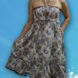 190 Boho White Halter Smock Floral Print Sundress Top Blouse