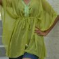 642 Light Green Chiffon Caftan Kaftan Kimono Tunic Cover-ups Top XL