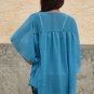 733 Blue Chiffon Round neckline Kaftan Caftan Kimono Tunic Top