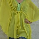800 Yellow Chiffon Caftan Kaftan Kimono Tunic Cover-ups Top XL 800 Yellow Chiffon Caftan Kaftan Kimono Tunic Cover-ups Top XL