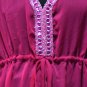 898 Dark pink Chiffon Caftan Kaftan Kimono Tunic Cover-ups Top XL