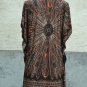 846 Brown Round-Neckline Polyester Kimono Kaftan Caftan Cover-up Tunic Top
