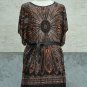 846 Brown Round-Neckline Polyester Kimono Kaftan Caftan Cover-up Tunic Top