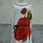 847 Floral Print V-Neckline Polyester Kimono Kaftan Caftan Cover-up Tunic Top