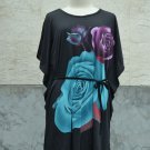 850 Floral Print V-Neckline Polyester Kimono Kaftan Caftan Cover-up Tunic Top
