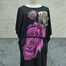851 Floral Print V-Neckline Polyester Kimono Kaftan Caftan Cover-up Tunic Top