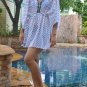 3006 White Polka dot Chiffon Caftan Kaftan Kimono Tunic Cover-ups Top XL
