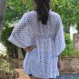 3006 White Polka dot Chiffon Caftan Kaftan Kimono Tunic Cover-ups Top XL