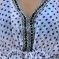 3006 White Polka dot Chiffon Caftan Kaftan Kimono Tunic Cover-ups Top XL
