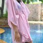 3010 Red Stripe Print Chiffon Caftan Kaftan Kimono Tunic Cover-ups Top XL