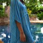 3011 Blue Stripe Print Chiffon Caftan Kaftan Kimono Tunic Cover-ups Top XL