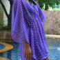 3012 Purple Stripe Print Chiffon Caftan Kaftan Kimono Tunic Cover-ups Top XL
