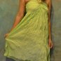 7006 Boho Light Green Halter Buckle Summer Beach Sundress Top