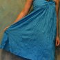 7007 Boho Blue Halter Buckle Summer Beach Sundress Top