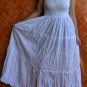 6006 Boho White Solid cotton Halter Smock Maxi Sundress