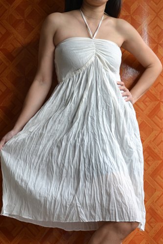 7013 Boho White Halter Summer Beach Sundress Top