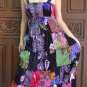 TD002 Boho Tie dye Crinkle Multi-color Floral Print Smock Sun dress XS S M L