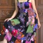 TD002 Boho Tie dye Crinkle Multi-color Floral Print Smock Sun dress XS S M L