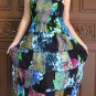TD007 Boho Tie dye Crinkle Multi-color Floral Print Smock Sun dress XS S M L