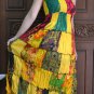TD009 Boho Tie dye Crinkle Multi-color Floral Print Smock Sun dress XS S M L