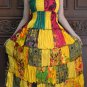 TD009 Boho Tie dye Crinkle Multi-color Floral Print Smock Sun dress XS S M L