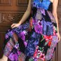 TD013 Boho Tie dye Crinkle Multi-color Floral Print Smock Sun dress XS S M L