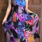 TD013 Boho Tie dye Crinkle Multi-color Floral Print Smock Sun dress XS S M L